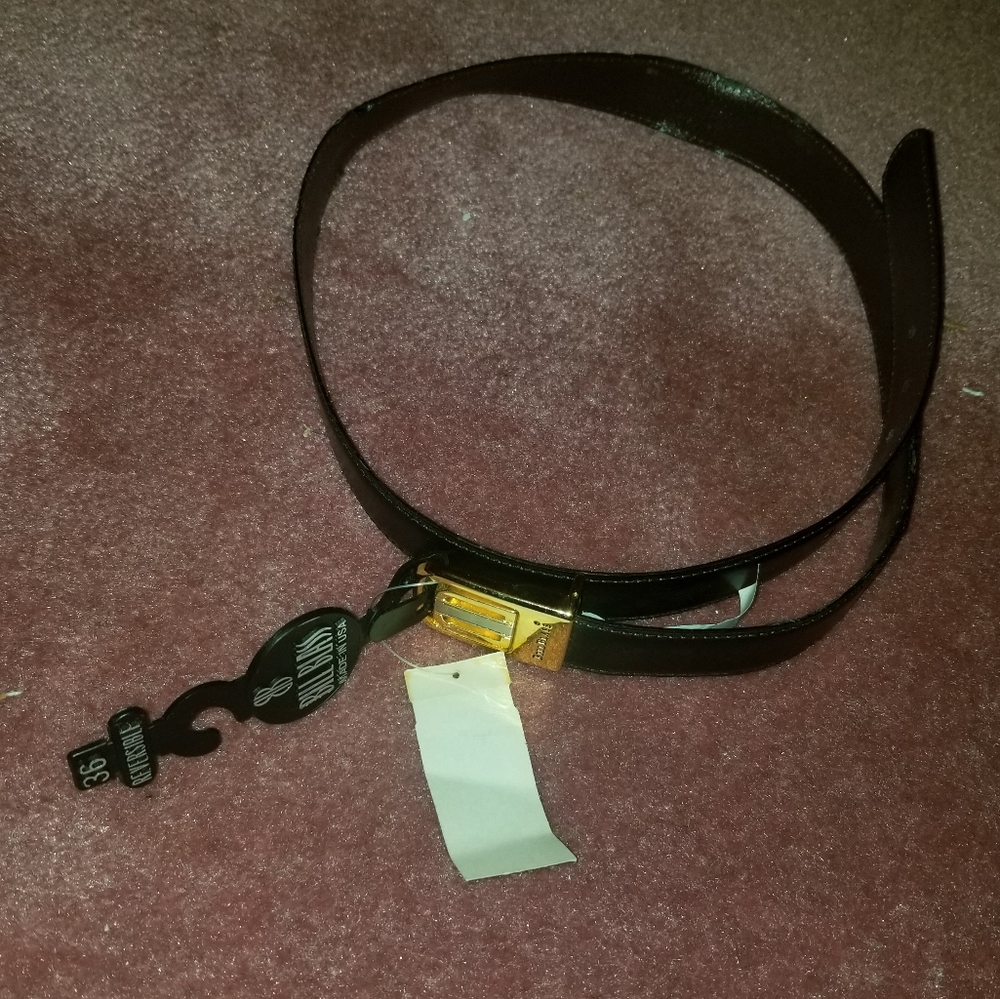 Bill Blass Black Faux Leather Belt 36 NWT